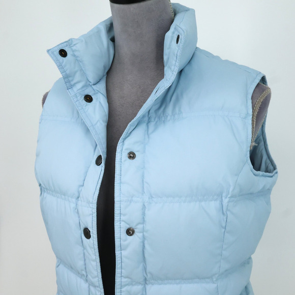 Lands End Puffer Vest Womens XS Light Blue Down Insulated Snap Front Pockets - Picture 14 of 16